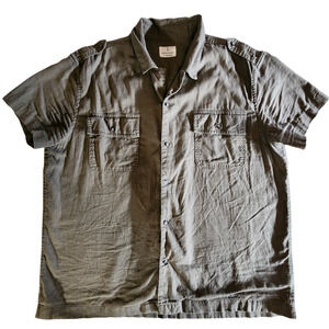 Mens Mutual Weave Short Sleeve Button Up Shirt Surplus Military Safari Green XL